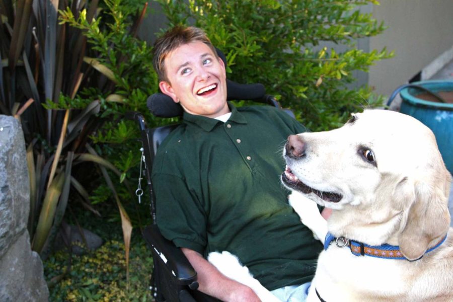 Sean Stephens and service dog Jeeter.